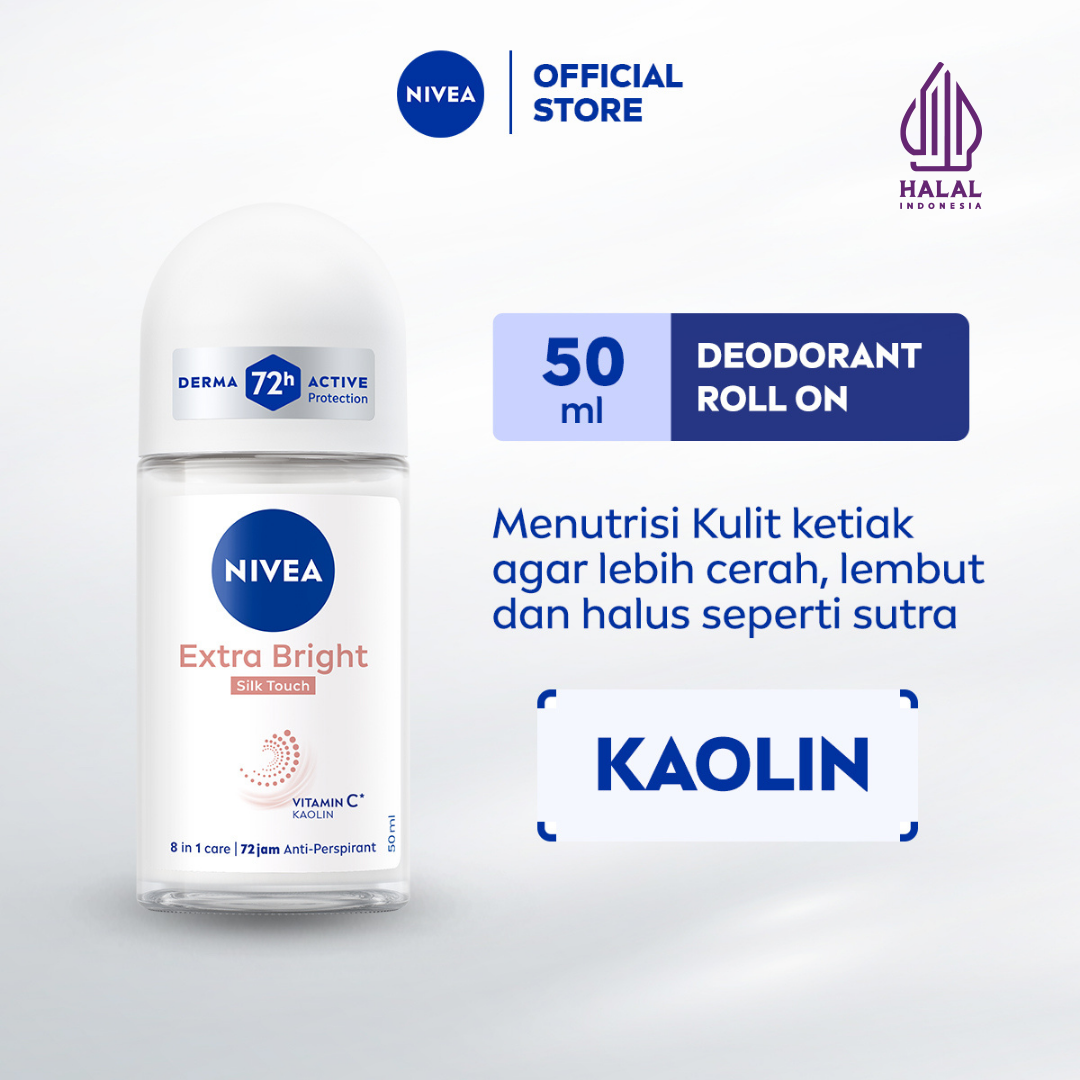 NIVEA Deodorant Roll On Brightening Silk Touch 50ml - Deodoran wanita mencerahkan brightening men...