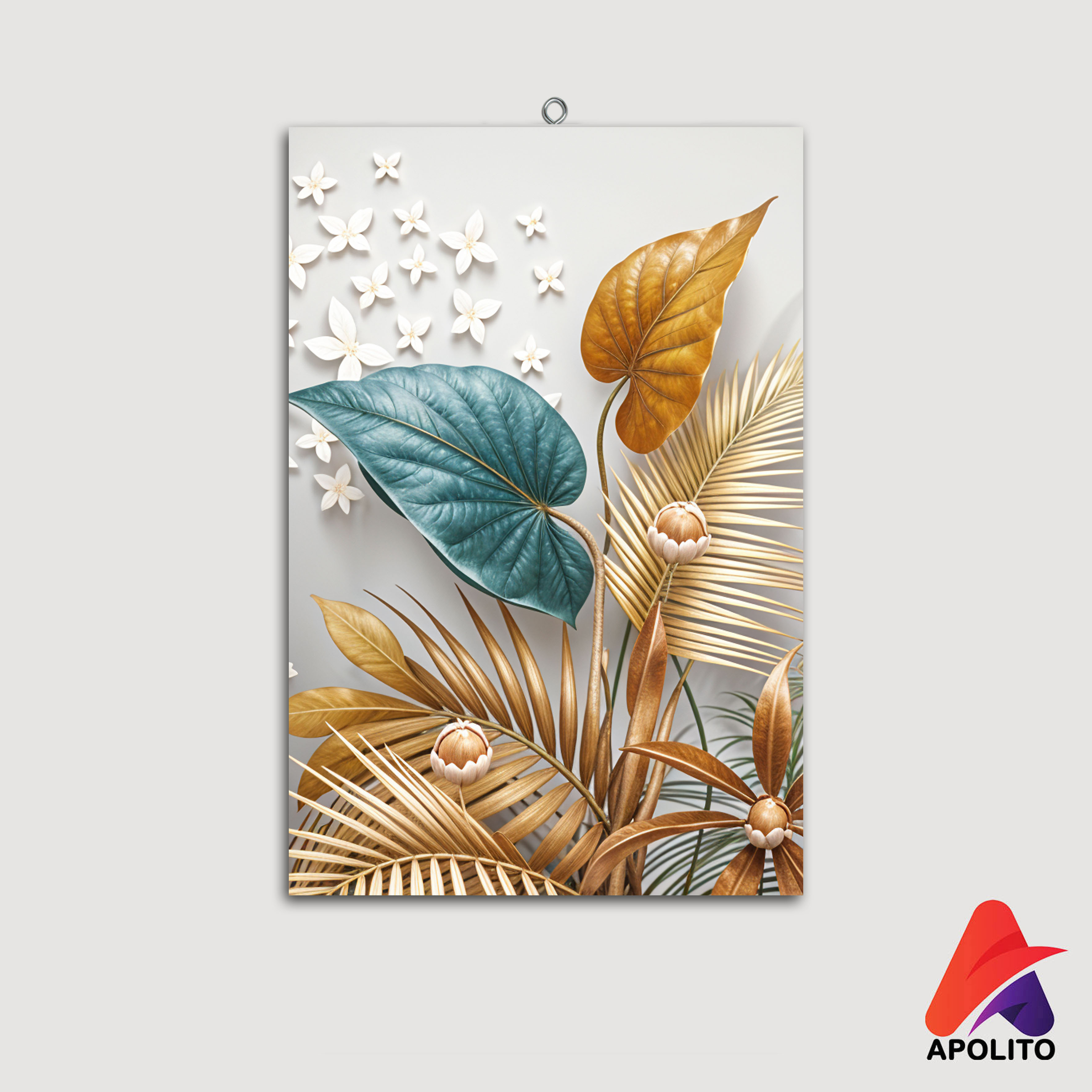 HIASAN DINDING BUNGA ABSTRACT APOLITO ( 20X30 CM ) ABSTRAK GOLD FLOWERS PAJANGAN DINDING DEKORASI DINDING PAJANGAN KAYU PAJANGAN DINDING