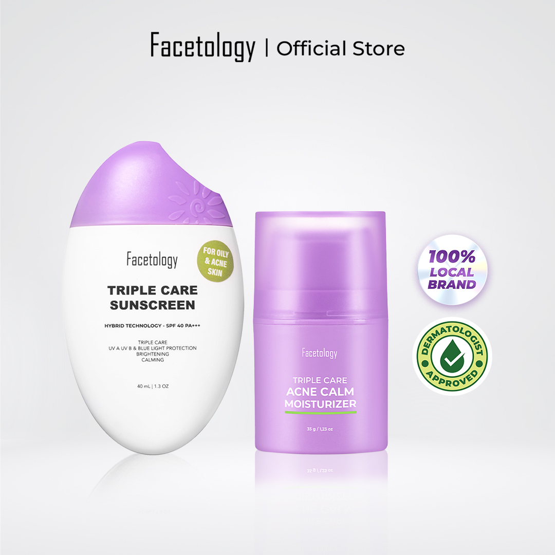 Facetology Bundling Triple Care Acne Calm Moisturizer 35 Gr & Triple Care Sunscreen For Acne & Oi...