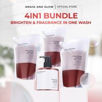 Grace and Glow Brightening Body Wash | Sabun Mandi Cair Mencerahkan Kulit dan Melembabkan Kulit with Niacinamide dan Glutathione dengan Wangi Parfum Mewah | Body Soap Shower Gel Wangi Kemasan Botol dan Refill Pouch Isi Ulang [BPOM]
