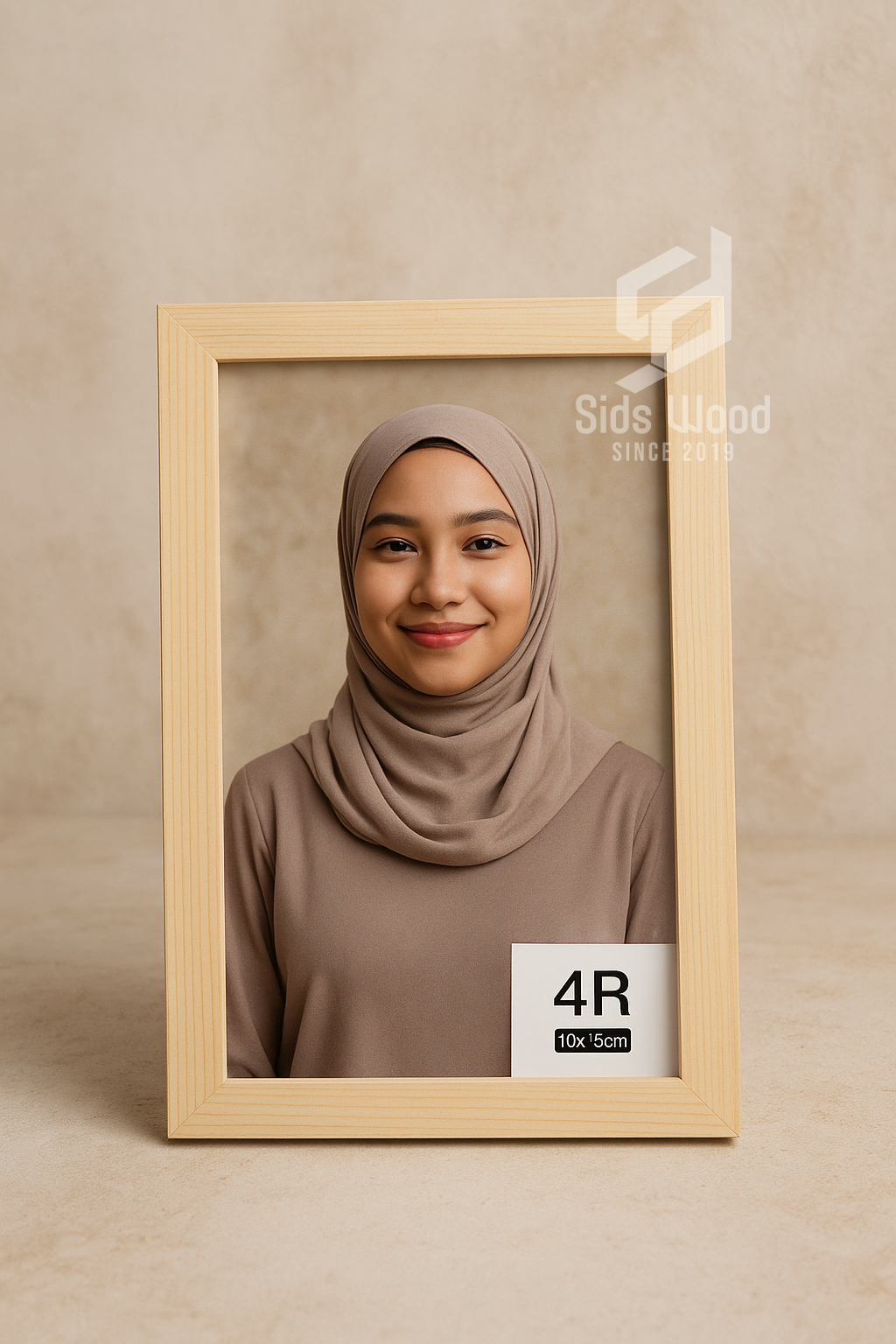 SidsWood [PG4R] Bingkai Foto Kayu Jati Belanda 4R 10x15 cm – Pigura Estetik Minimalis