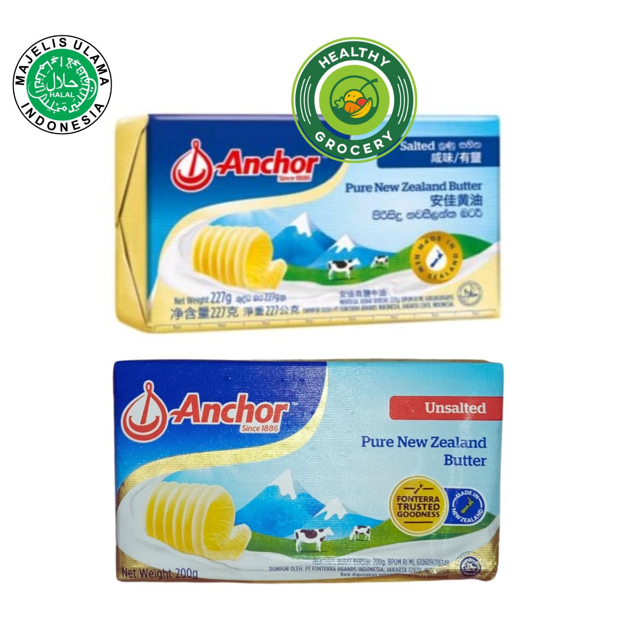 Anchor Unsalted / Salted Butter 227gr / 7 gr 10 pcs /Mentega / Margarin / UB / MPASI BABY BAYI / KHUSUS INSTANT SAMEDAY