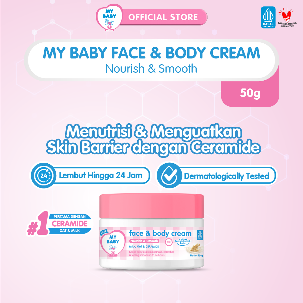 MY BABY Face & Body Cream Nourish & Smooth 50 g - Cream Lotion Ceramide Oatmeal Milk - Exp: 05.2027