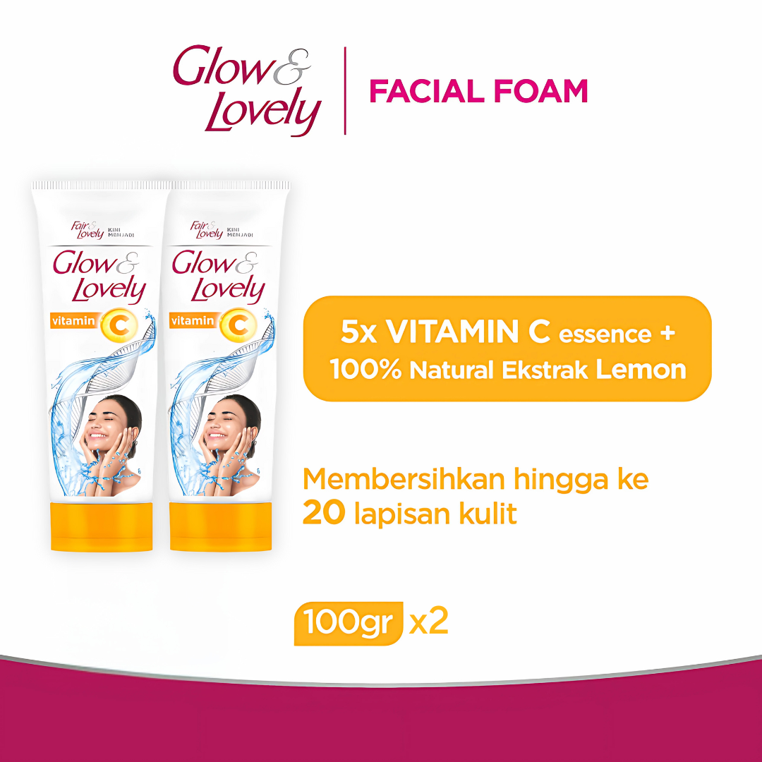 Glow & Lovely Bright C Glow Facial Foam Sabun Muka 100G x2