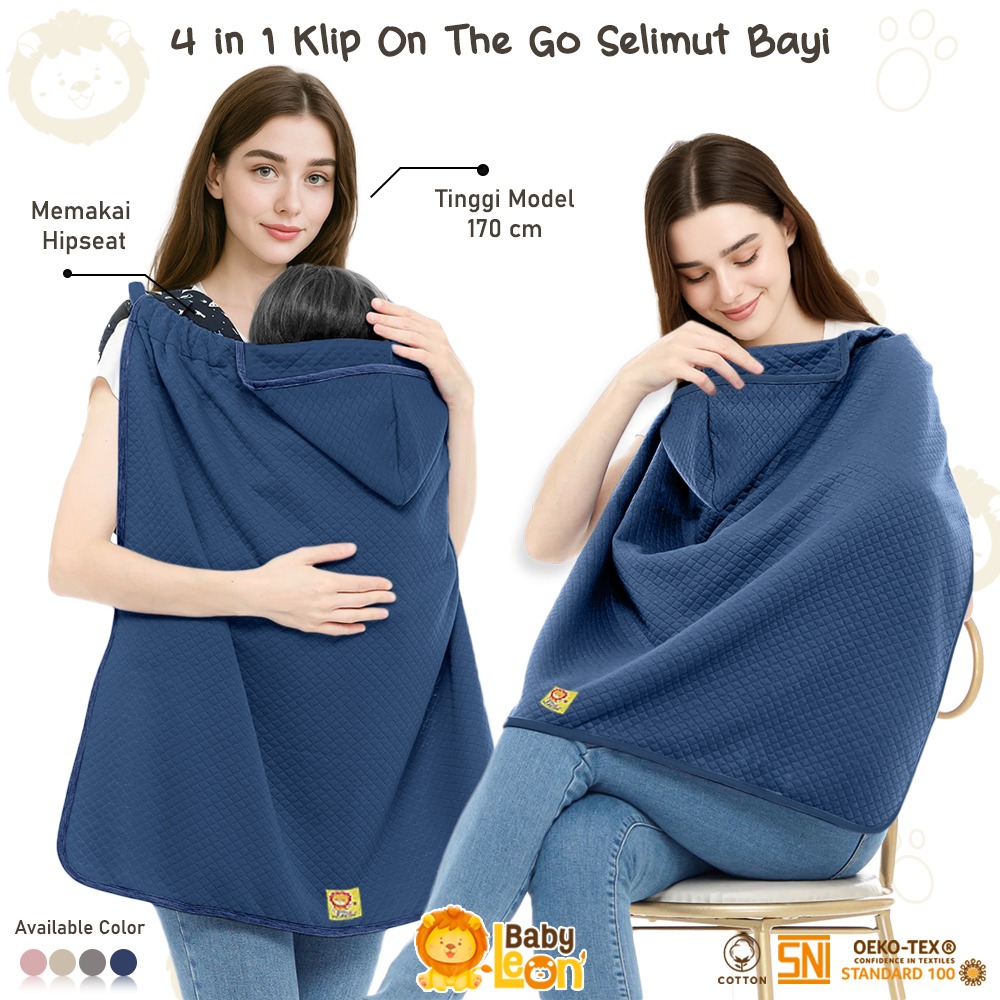 4in1 BABY LEON Selimut Bayi Newborn Blanket On The Go Selimut Hoodie Klip Baby Selimut On The Go Baby Blanket Hoodie BS-338 Selimut Stroller Penutup Stroller Cover Asi Ibu MenyusuiI