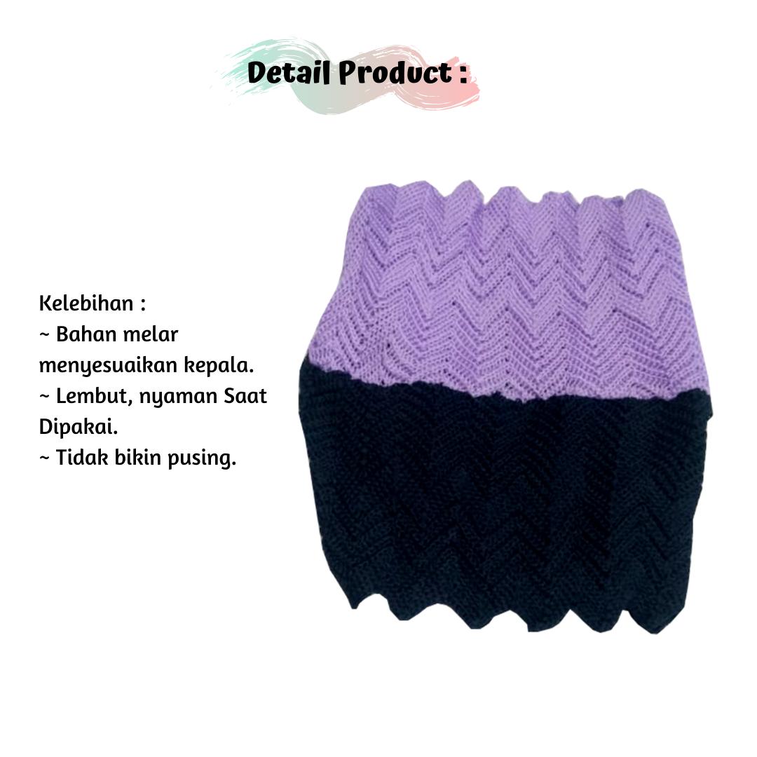 MINARA - CIPUT RAJUT ZIGZAG 2 WARNA KEPALA NANAS / INER BANDANA ANTI PUSING minara – ciput rajut zigzag 2 warna kepala nanas / iner bandana anti pusing
