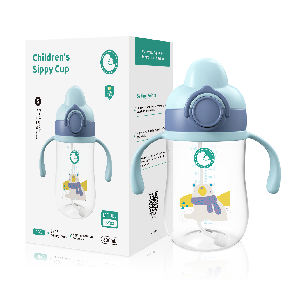 Dr.Isla BY03 Baby Feeding Cup 300ml Children Bottles Leakproof Learn Feeding Drinking Botol BPA FREE Botol Minum Bayi Gelas Anak Balita Training Cup Baby Baby Sippy Training Cup Karakter Selang Sedotan Anti Kolik Gravity Ball Tanduk Rusa BPA FREE