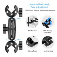 Clamp Jepit Stang Motorcycle Dual Head Scrab Tube Clamp Handlebar Fixed Mount Insta360 GoPro Invisible Stick