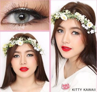 Kitty Kawaii Mini Ava Grey Softlens - Minus 2.00 + Gratis Lenscase