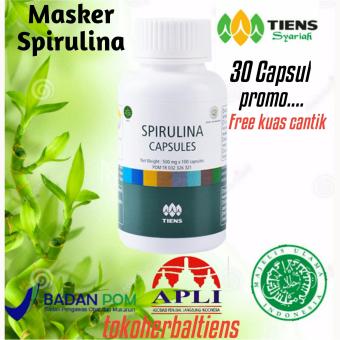 Tiens Promo Masker Wajah Spirulina Tiens Kemasan 30 Kapsul + Kuas + Free Kartu Diskon Tokoherbaltiens