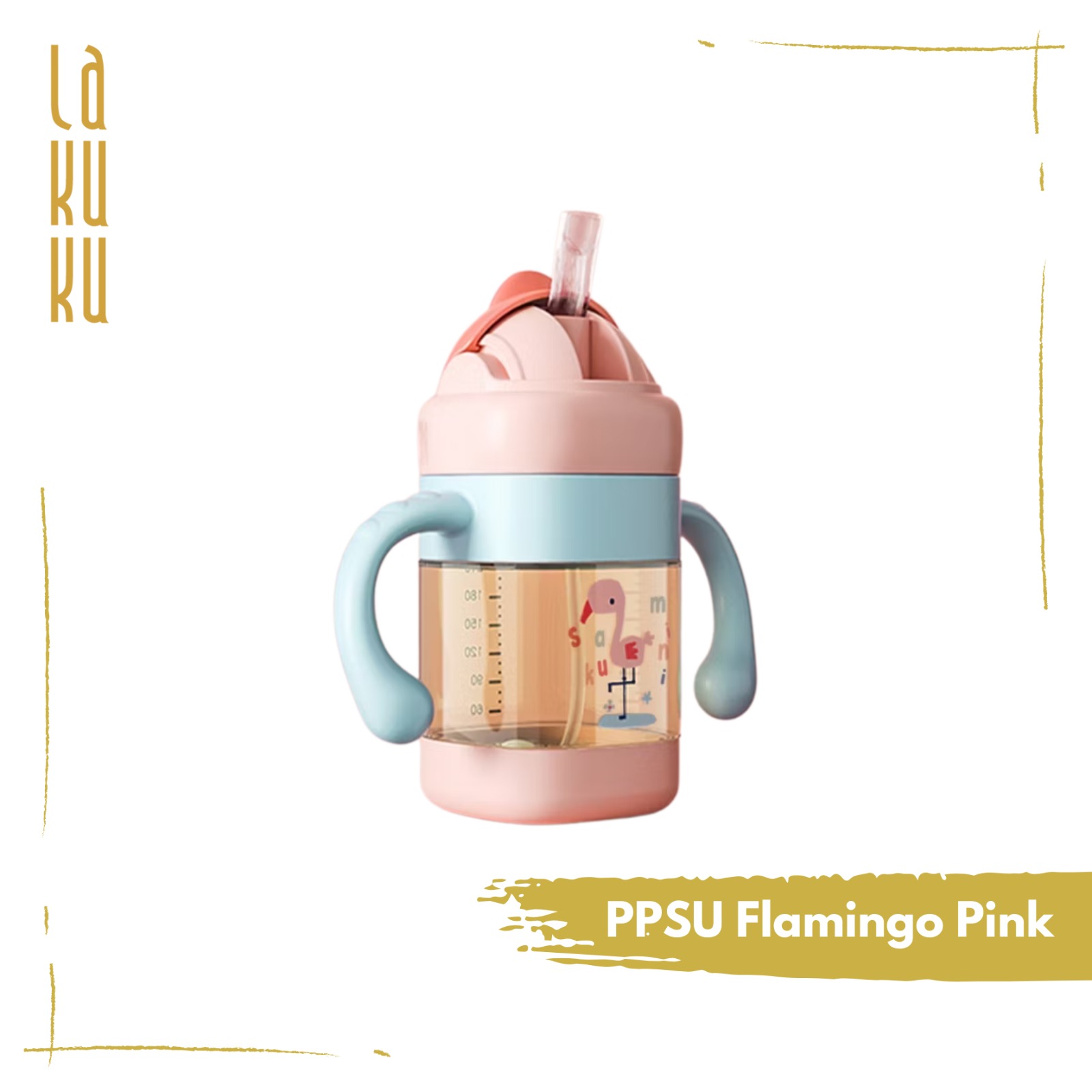 Lakuku - Sakumini Botol Minum Sedotan PPSU Training Bottle Cup Straw Duck