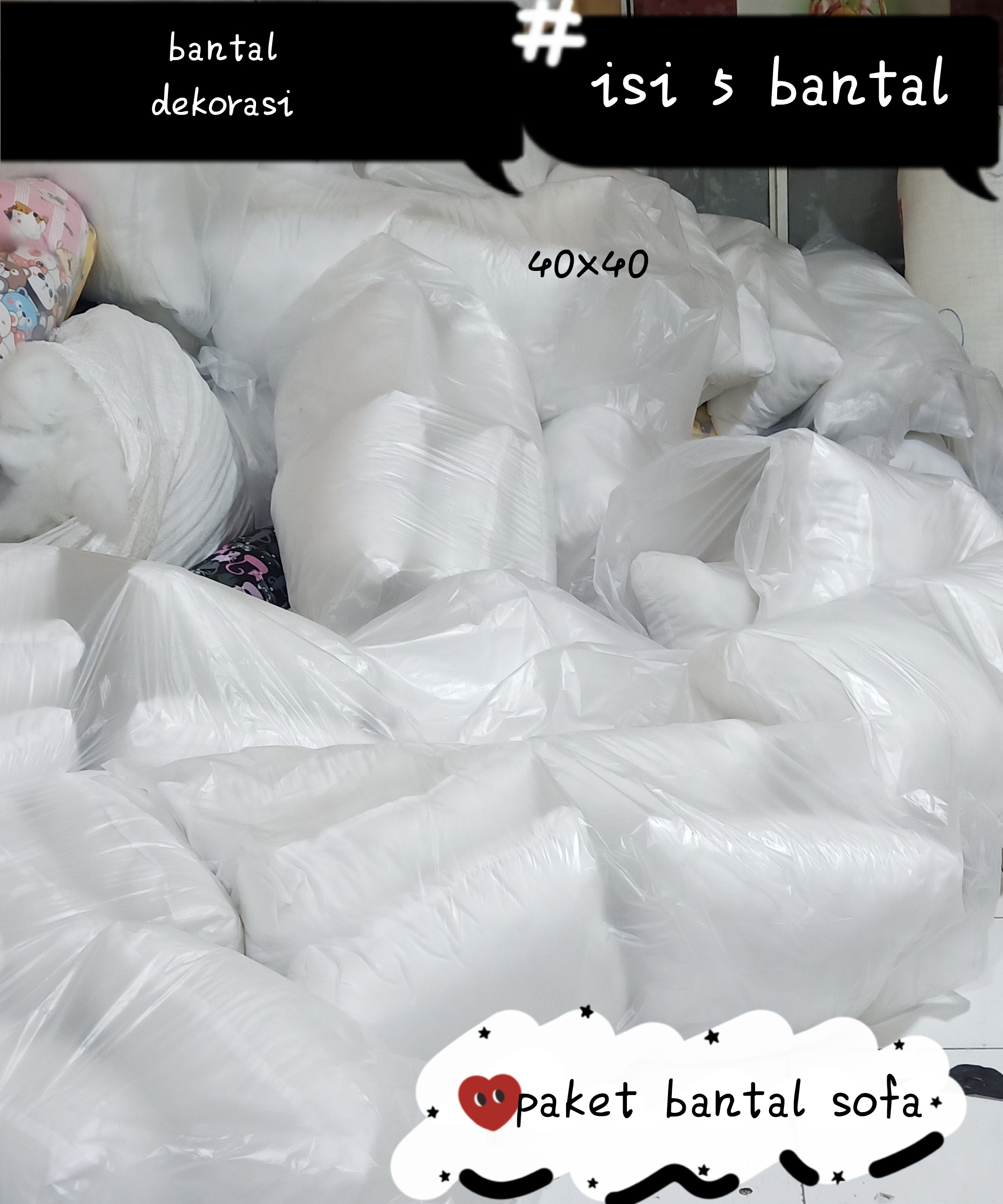 set bantal sofa isi 5pcs polos. bantal sofa silikon murah 40x40