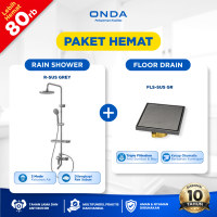ONDA PAKET HEMAT Rain Shower R-SUS GREY + FREE Floor Drain FLS SUS GREY