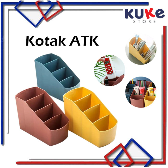 KUKE Kotak ATK / Kotak Penyimpanan Alat Tulis Pena Pensil / Rak Meja Kantor / Rak Mini 3 Sekat / Rak Tempat Alat Tulis / Rak Organizer