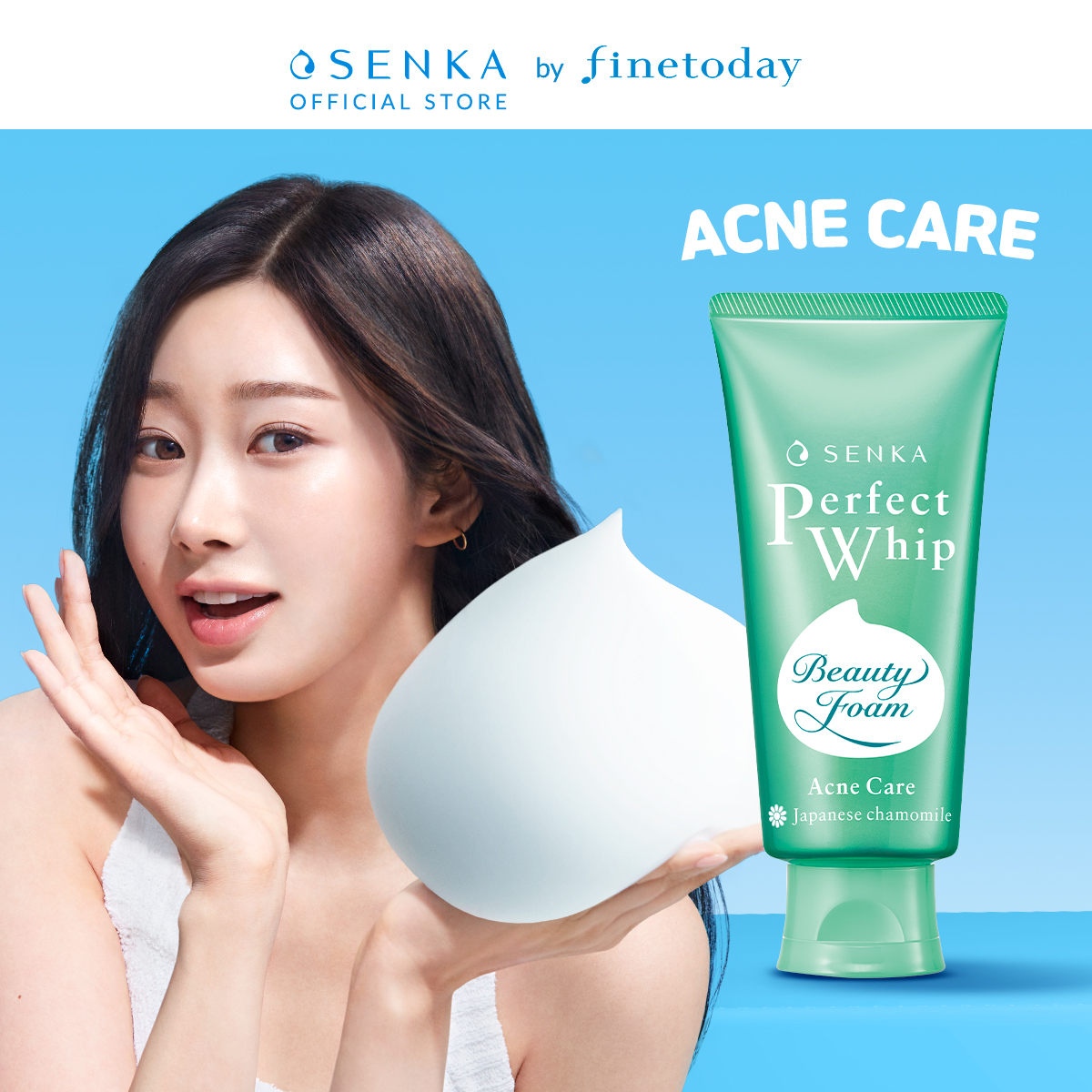 SENKA Perfect Whip Acne Care 100gr - Facial Foam with Double Hyaluronic Acid For All Skin Type
