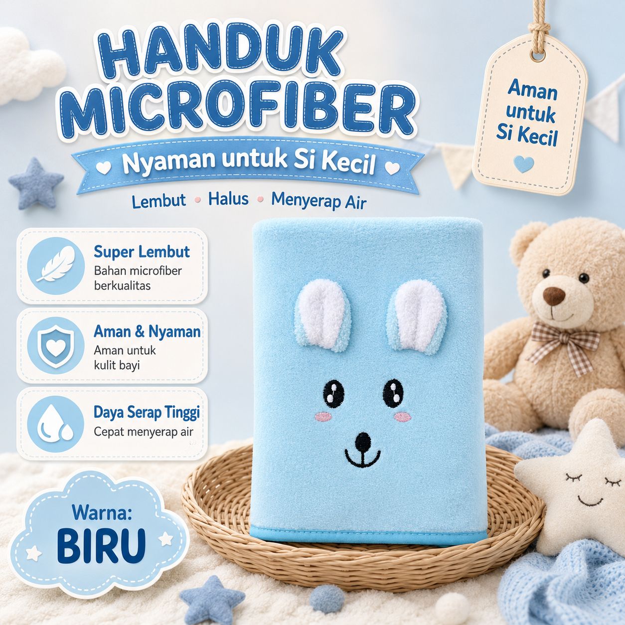 Handuk Bayi Microfiber Model Boneka Terbaru ! 50x100cm