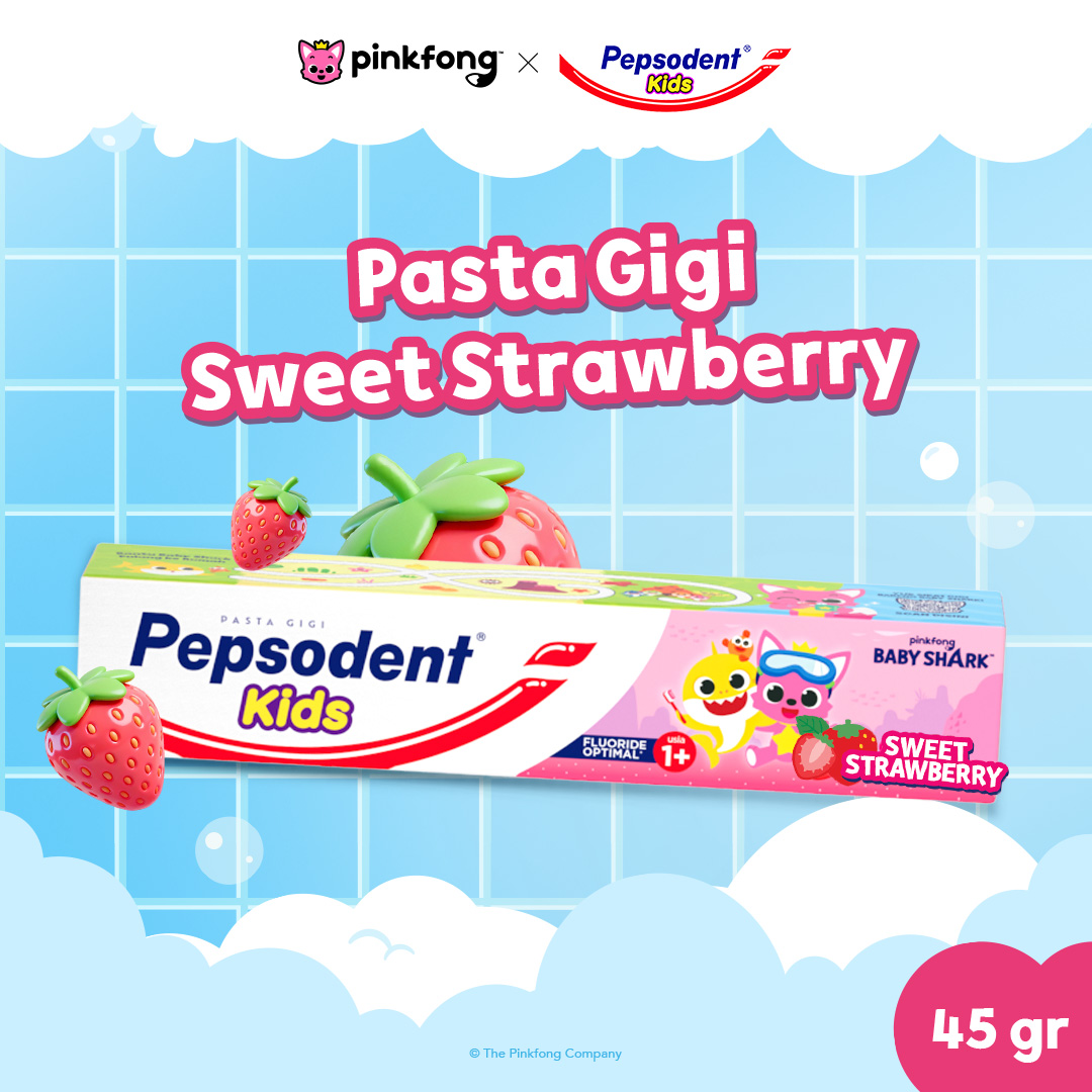 Pepsodent Kids Strawberry Toothpaste Pasta Gigi Anak 45gr