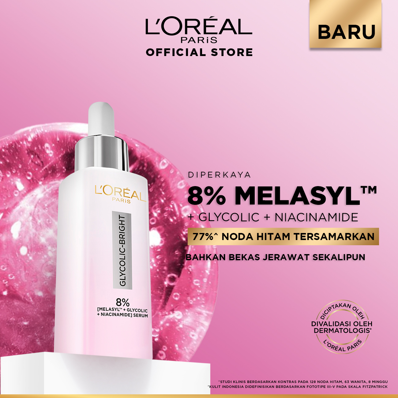 LOreal Paris Glycolic Bright 8% [MELASYL + GLYCOLIC + NIACINAMIDE] ANTI-DARK SPOT BRIGHTENING SER...