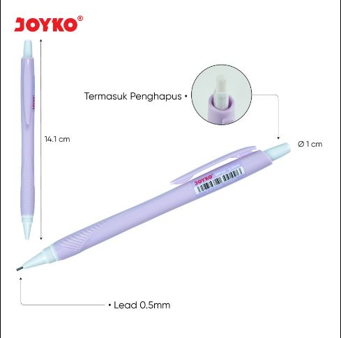PENSIL MEKANIK JOYKO MP-52 | Pensil Cetek 0.5 mm (Klik Otomatis) - Bisa Refill Isi Ulang