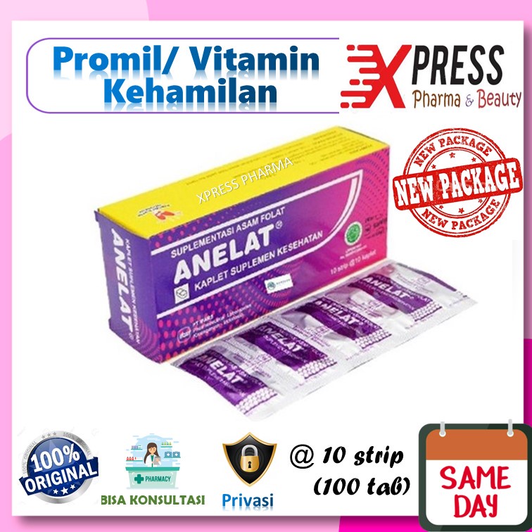XPRESS ! Anelat DUS Asam Folat 1000 mcg Tablet Vitamin Kehamilan Promil Dos Folic Acid Nutrisi Kaplet box Program Kehamilan Zs