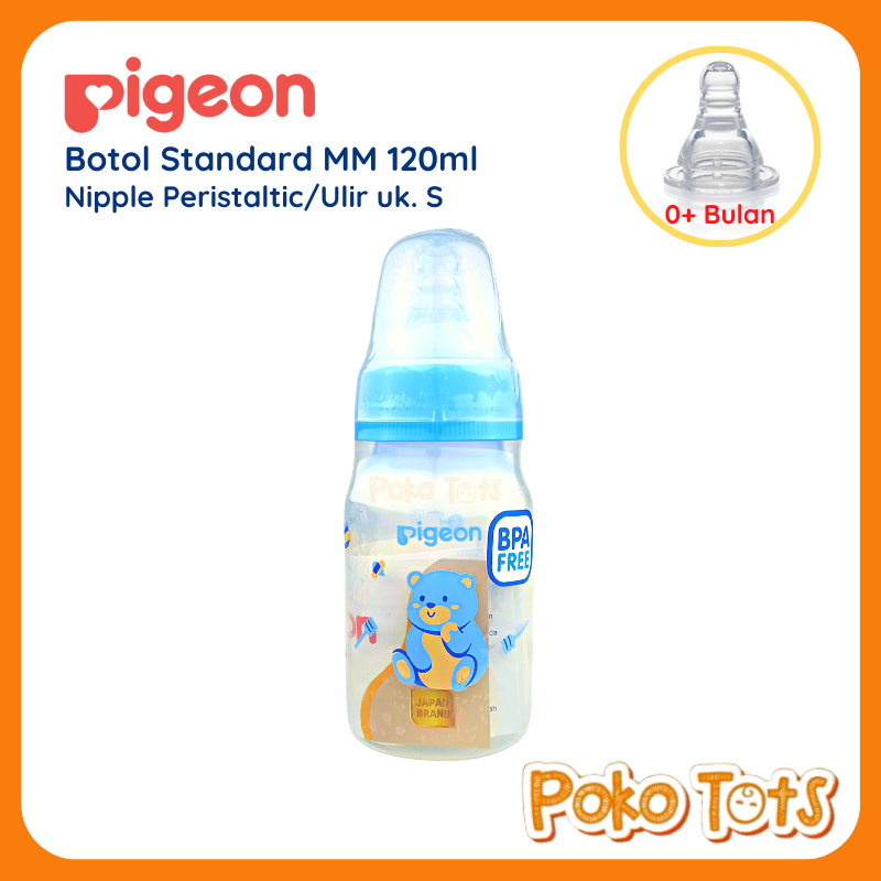 Pigeon PP RP Standard MM 120ml 0+ Bulan Nipple Peristaltic Ulir M Botol Susu Motif Animal Hewan Lucu