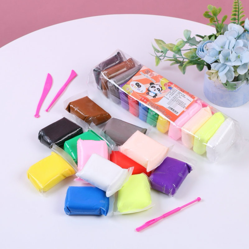 Mainan Edukasi Anak Plastisin Lilin Mainan Clay Polymailer Isi 12 Pcs