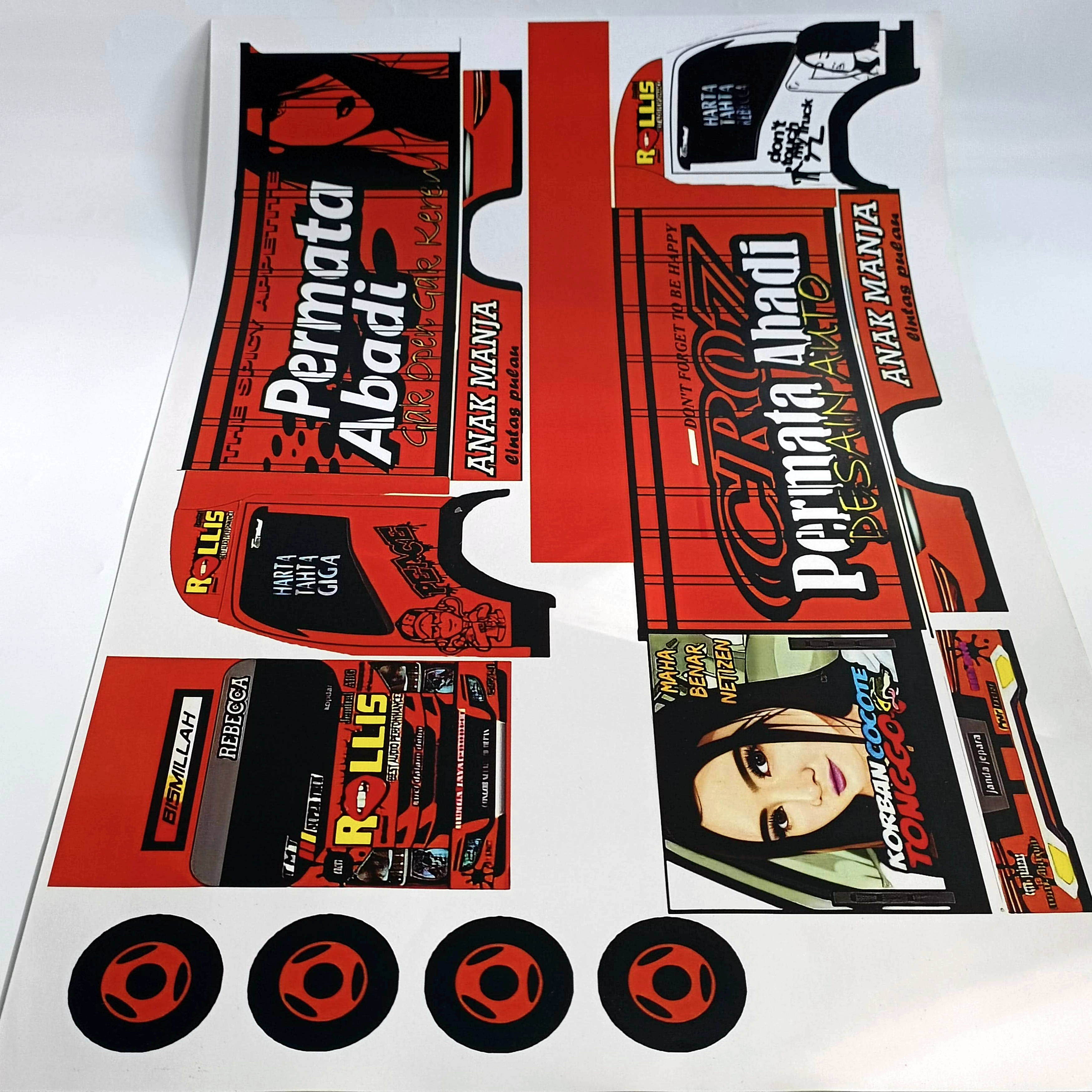 Stiker Pola Set Papercraft Miniatur truk oleng Wahyu Abadi 30 cm termurah COD