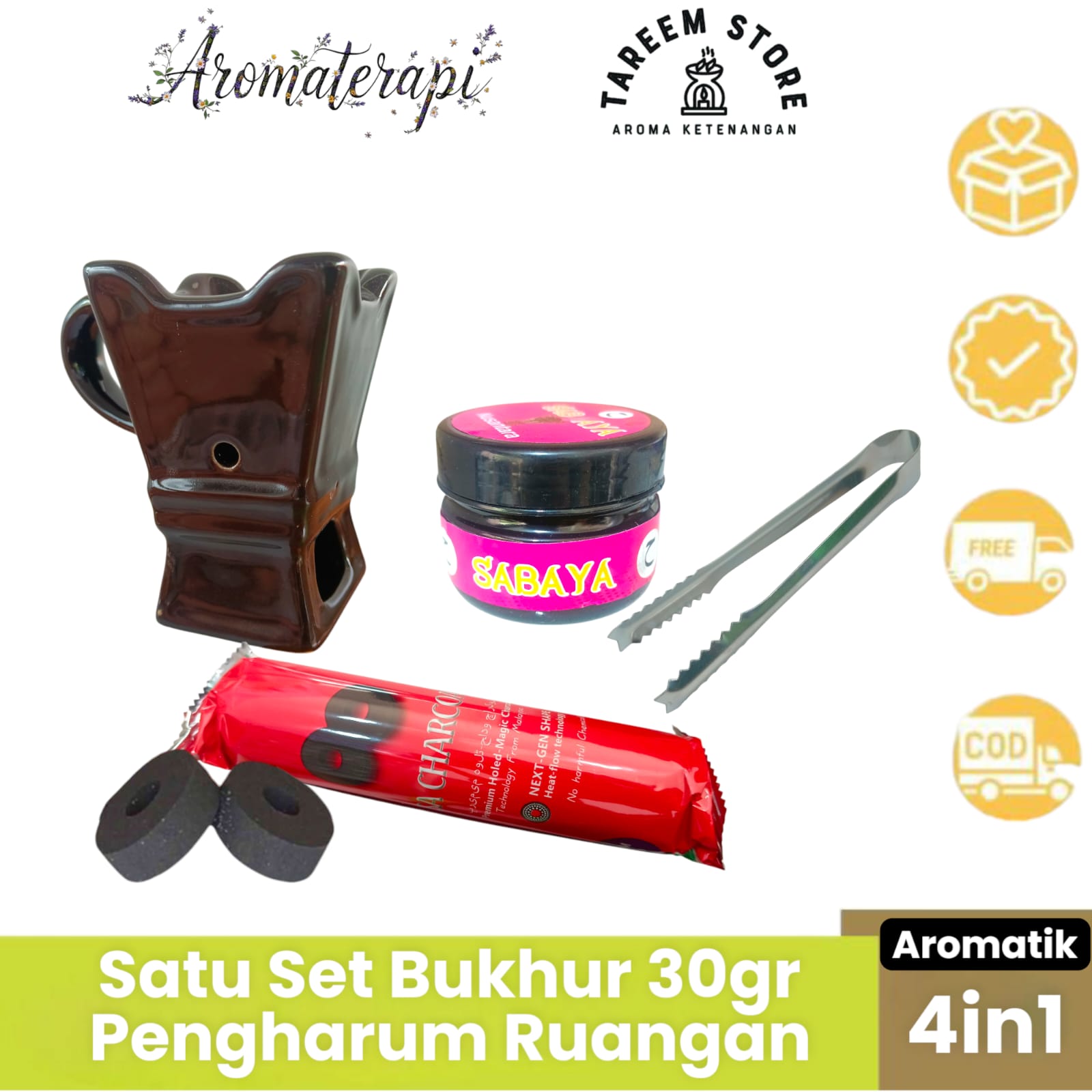 PAKET BUHUR Murah Paket Bukhur Gaharu tungku Keramik Arang dupa pengharum ruangan wewangian aromatik