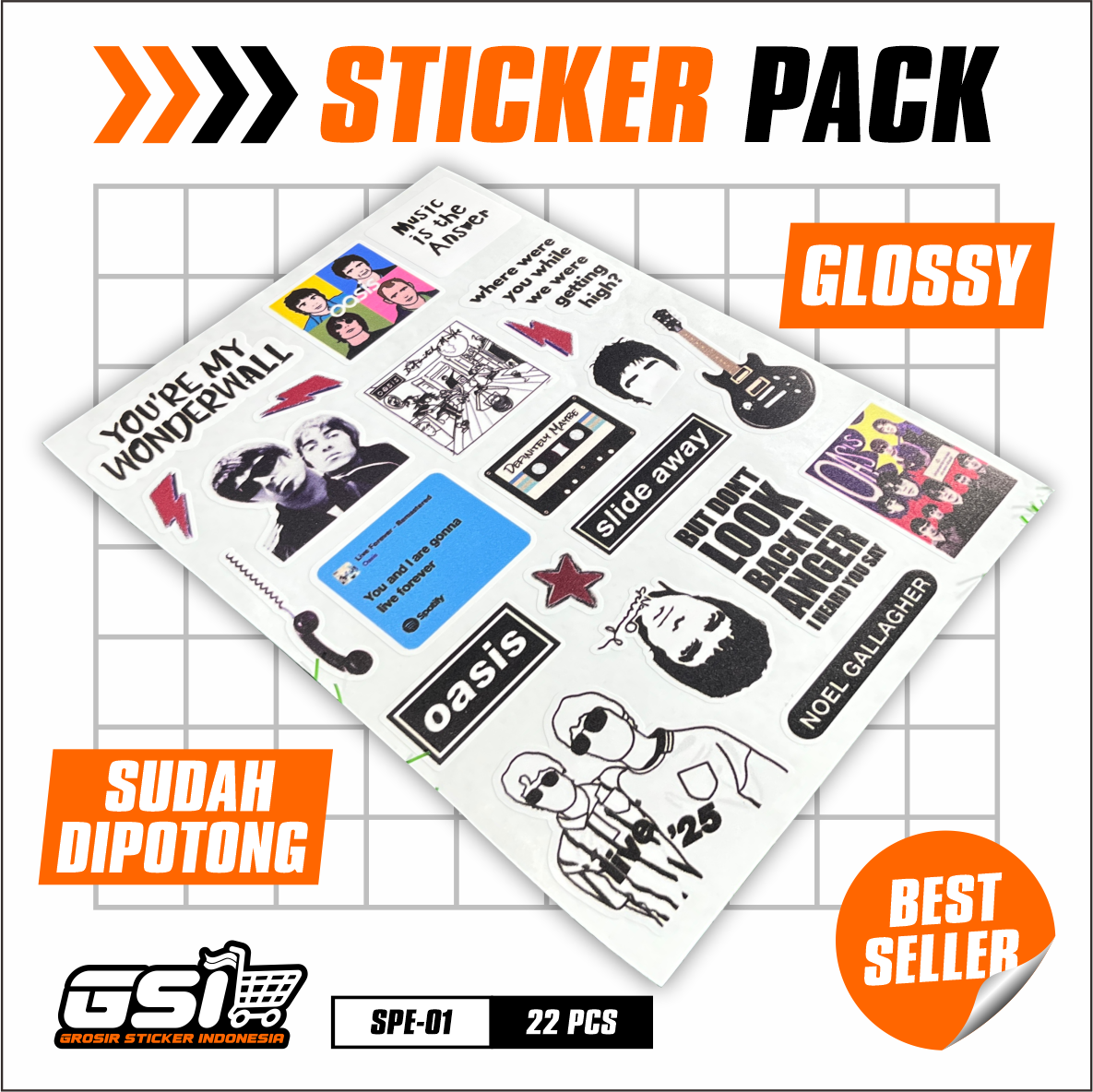 (COD) STICKER OASIS STICKER STIKER AESTHETIC LAPTOP STICKER TUMBLR STICKER GUITAR STICKER LAPTOP DAN LAINNYA- SPE-01-VN