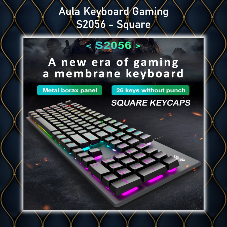 Keyboard Gaming Membrane AULA S-2056 Square- New LED R-Macro Software