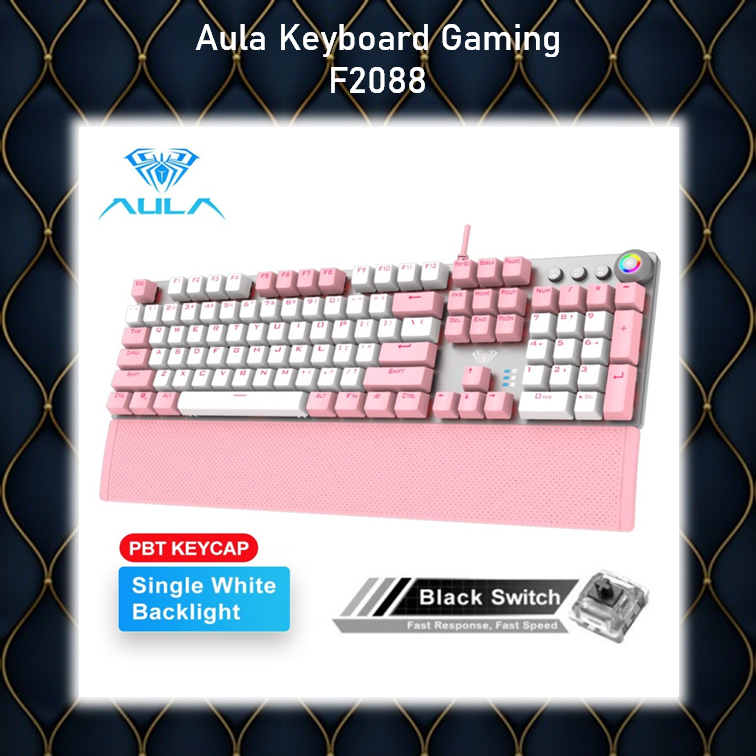 Keyboard Gaming Multimedia Mechanical AULA F2088 PINK - Black Switch