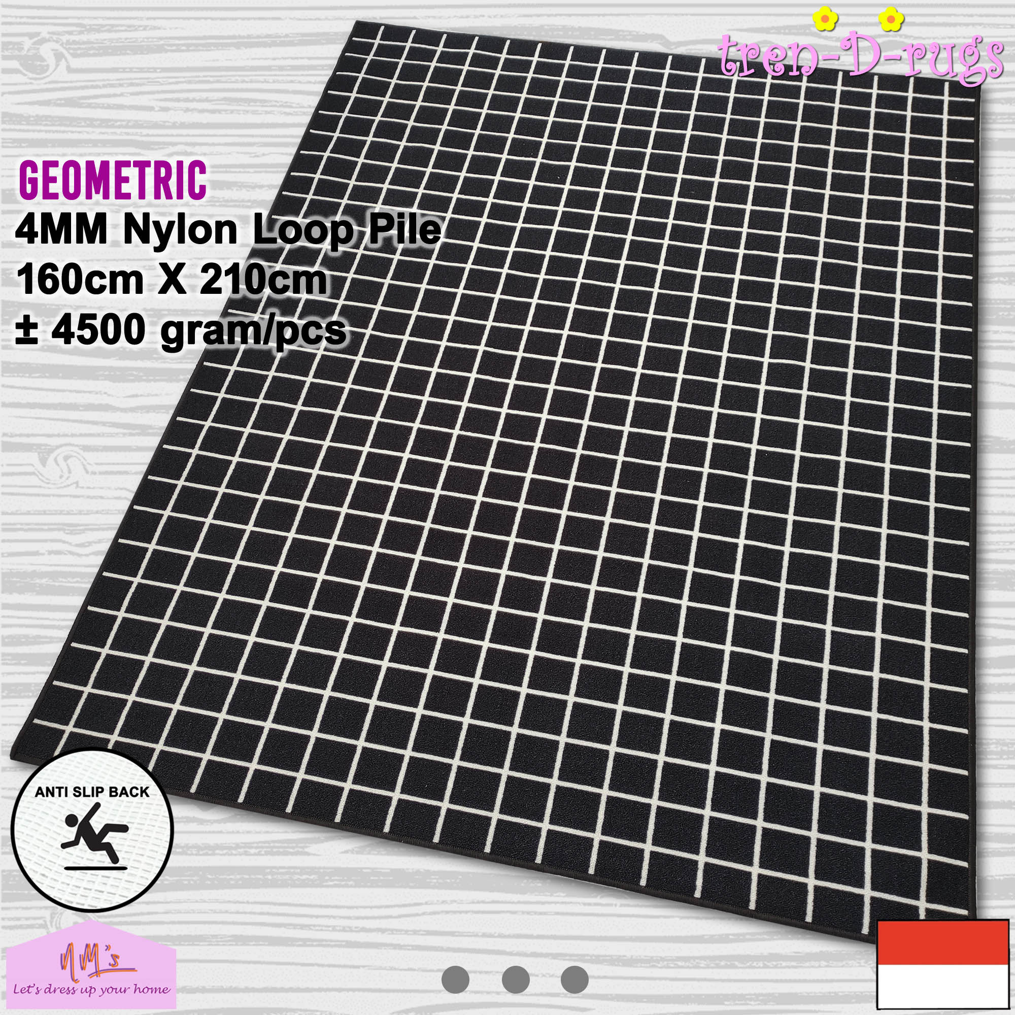 Tren-D-rugs Karpet lantai sweden bermotif alas permadani bulu kamar tidur ruang tamu modern minimalis anti slip 160 cm x 210 cm - NMs