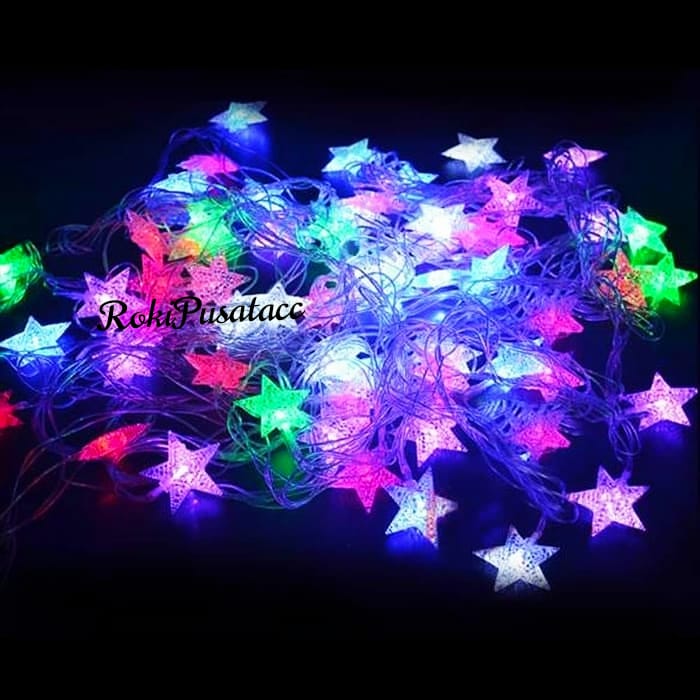 TERBARU PANJANG FULL 4-10 METER - Lampu Hias Led / Lampu Dekorasi Lampu Bintang Kelap Kelip 10 Meter - Lampu Hias Warna warni / Led Karakter Bintang & Bola Anggur