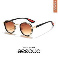 Seeouo Kacamata Sunglasses Oval Anti UV-400 Bahan TR90+Metal Kekinian Pria dan Wanita Produk Terbaru T72