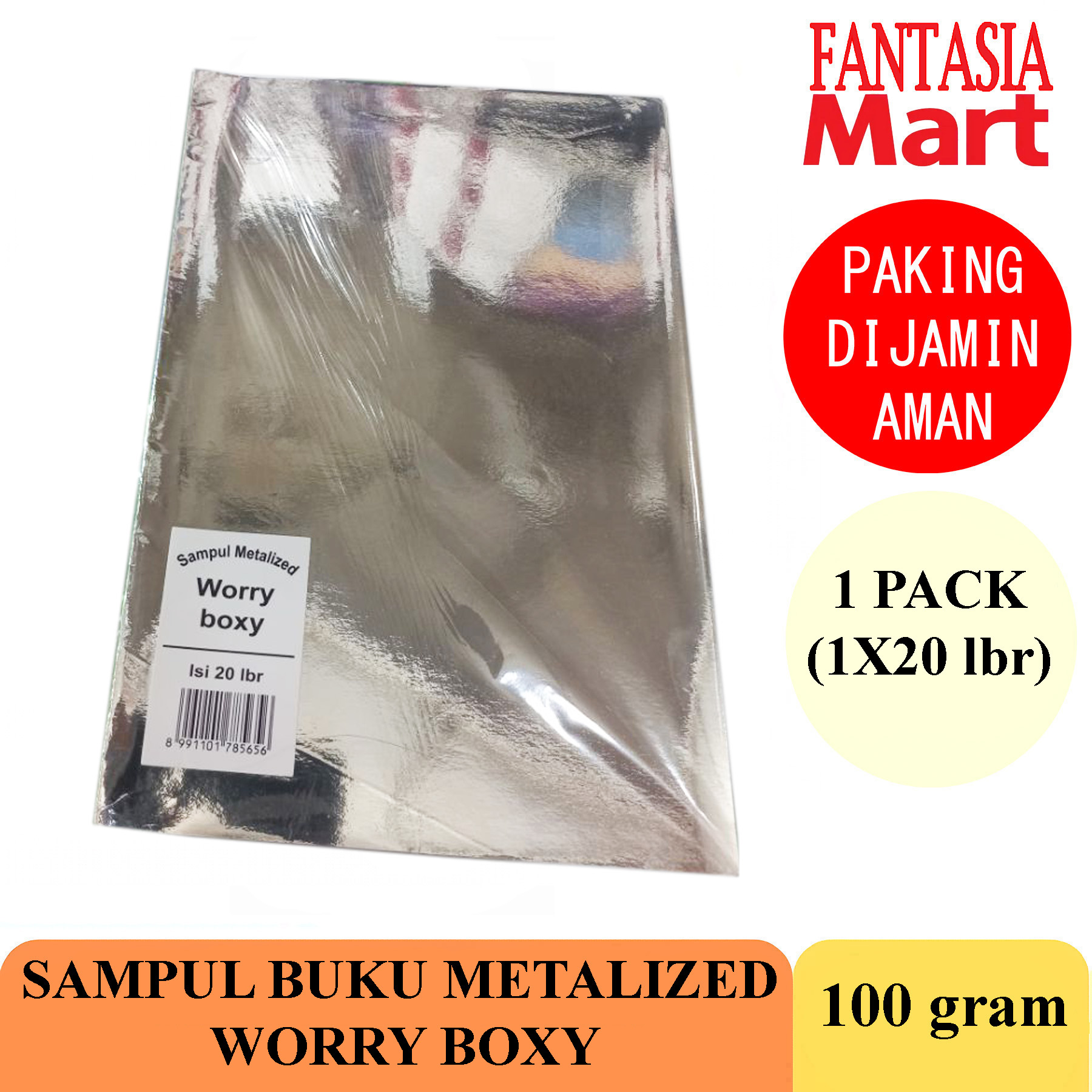 WORRY SAMPUL BUKU METALIZED WARNA WARNI BOXY KWARTO PACK 20 LEMBAR FANTASIA DENGAN PAKING AMAN