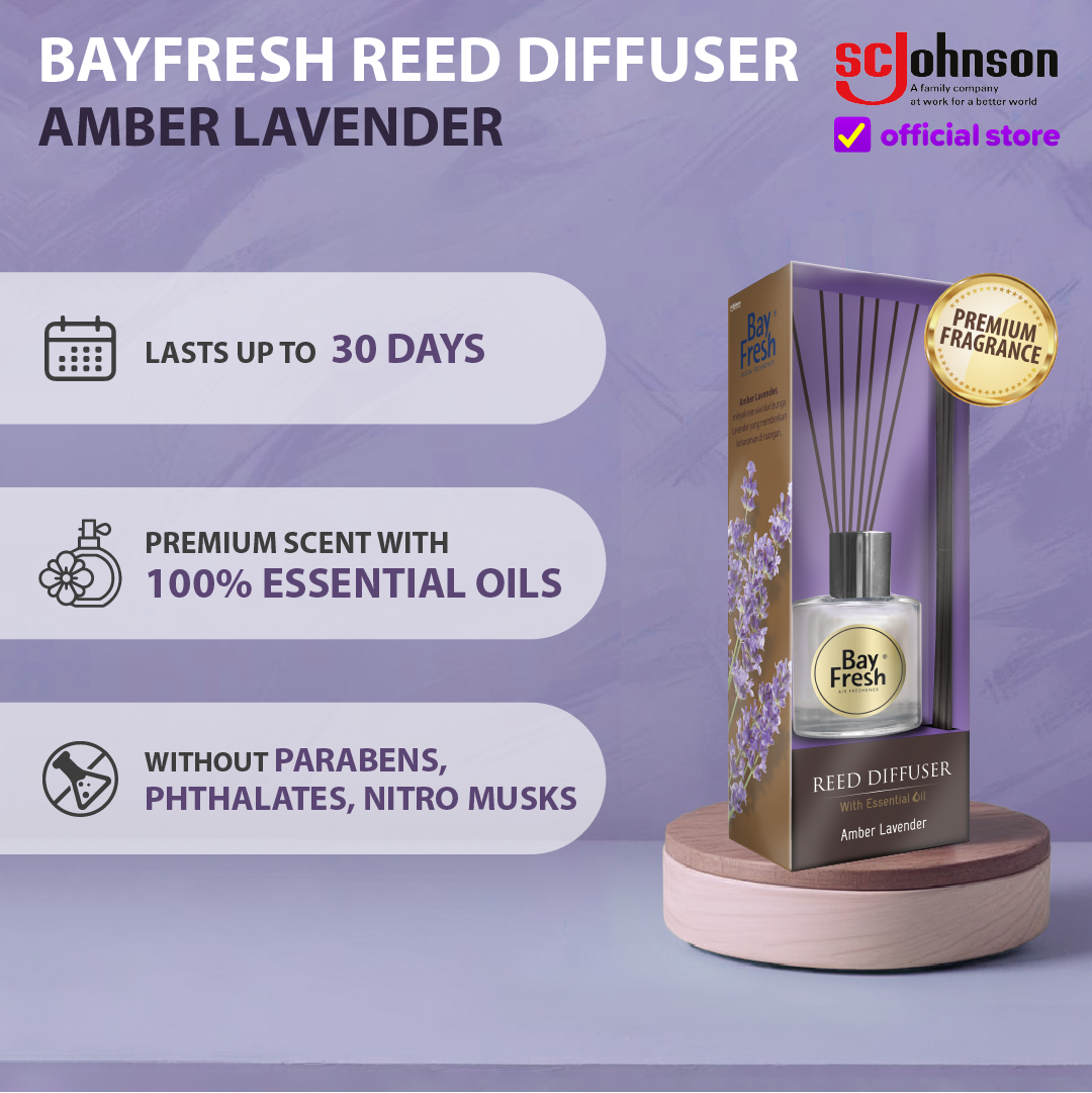 Bayfresh Reed Diffuser Regular Pengharum Ruangan Amber Lavender
