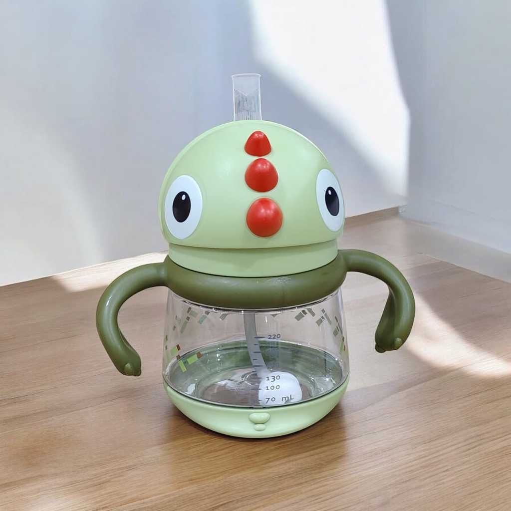 Botol Minum Bayi Gelas Anak Balita Training Cup Baby Sippy Cup 220ml/ Botol Minum Dino Anti Tumpah