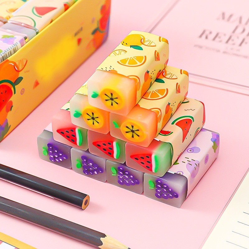 Gratis Ongkir - Penghapus Motif Buah Grapes Orange Watermelon / Penghapus Pensil Motif Buah Fruits