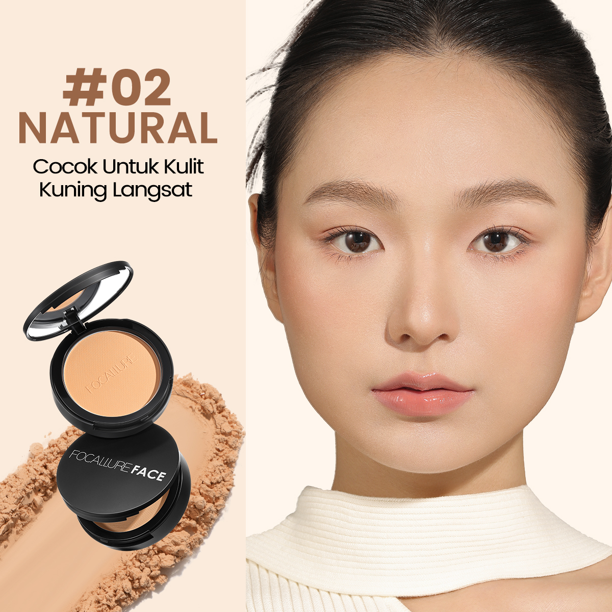 FOCALLURE Oil Control Pressed Powder Matte Bedak Padat