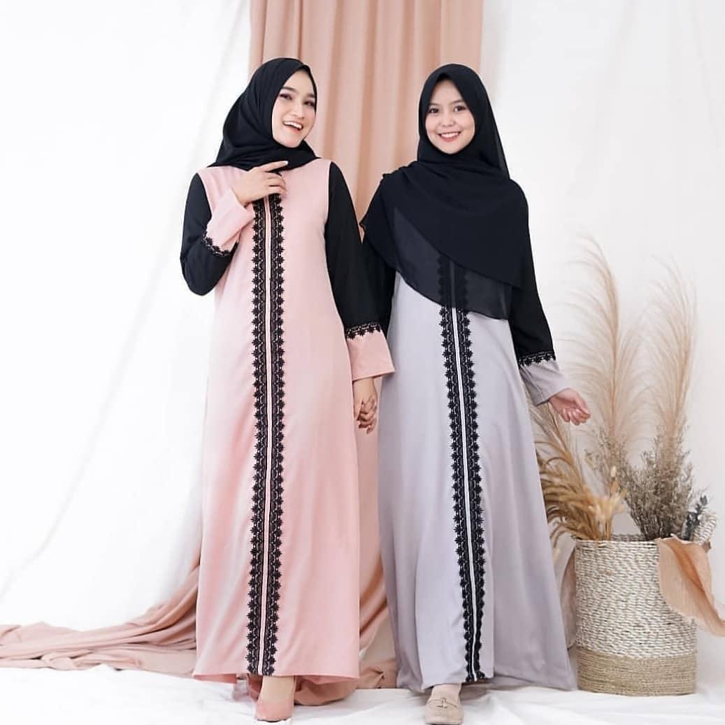 Baju Muslim Modern Gamis SEKAR DRESS Moscrepe Mix Brukat Terusan Wanita Paling Laris Dan Trendy Baju Panjang Polos Muslim Dress Pesta Terbaru Maxi Muslimah Termurah Pakaian Modis Simple Casual Terbaru 2019