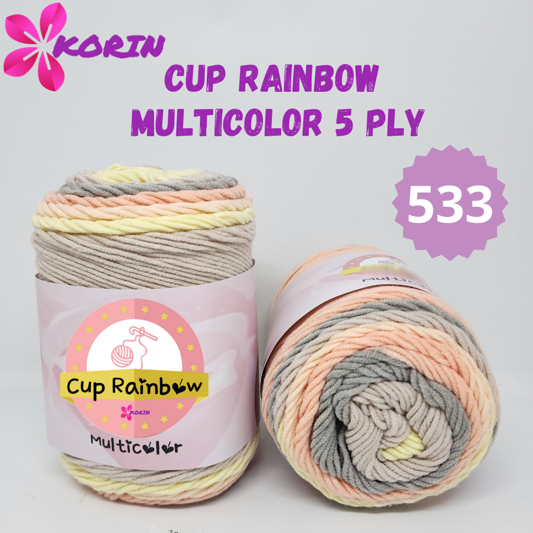 Benang Rajut Cup Rainbow Multicolor/ Milk Cotton Yarn 5ply Rainbow/ Katun Akrilik Sembur [100gr]
