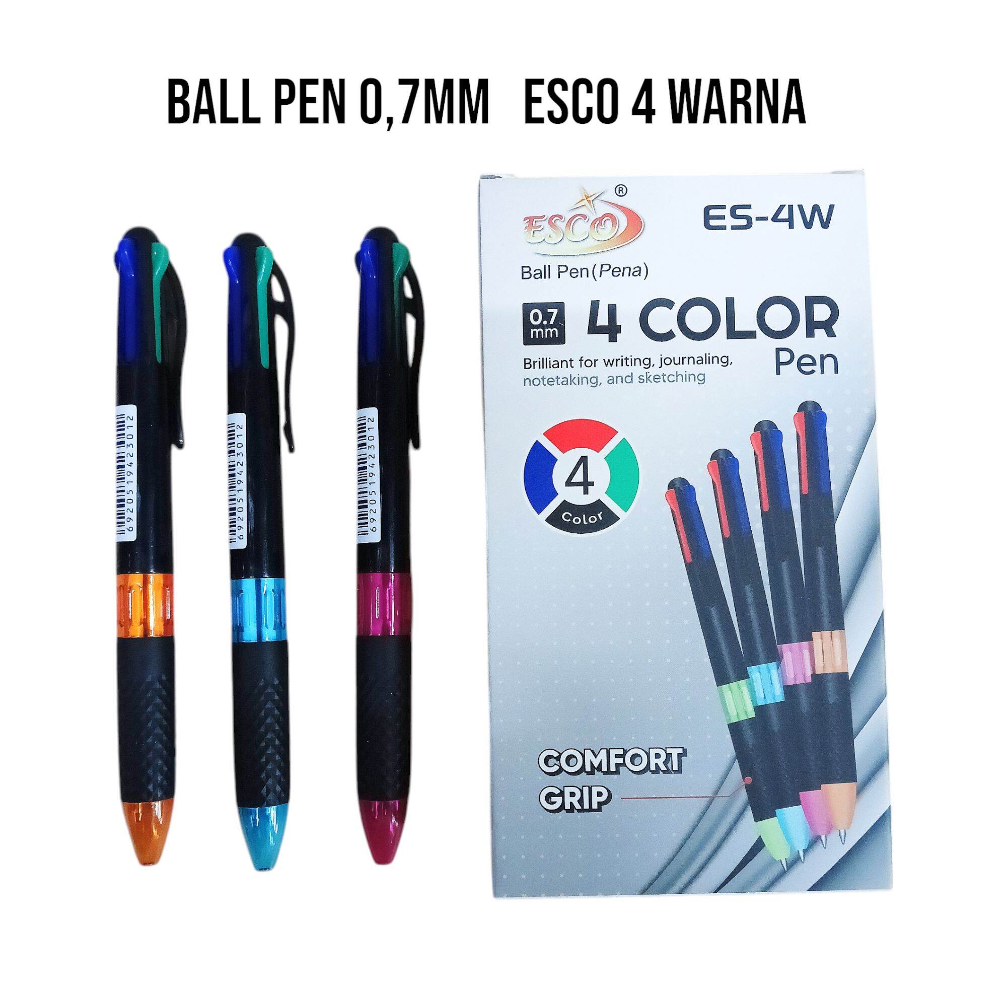 Pulpen Esco 4 Warna / Ball Pen / Pena Cetek / Pulpen Mekanik / Ballpoint Empat Warna Satu Pulpen / Cod / Keep Blessing