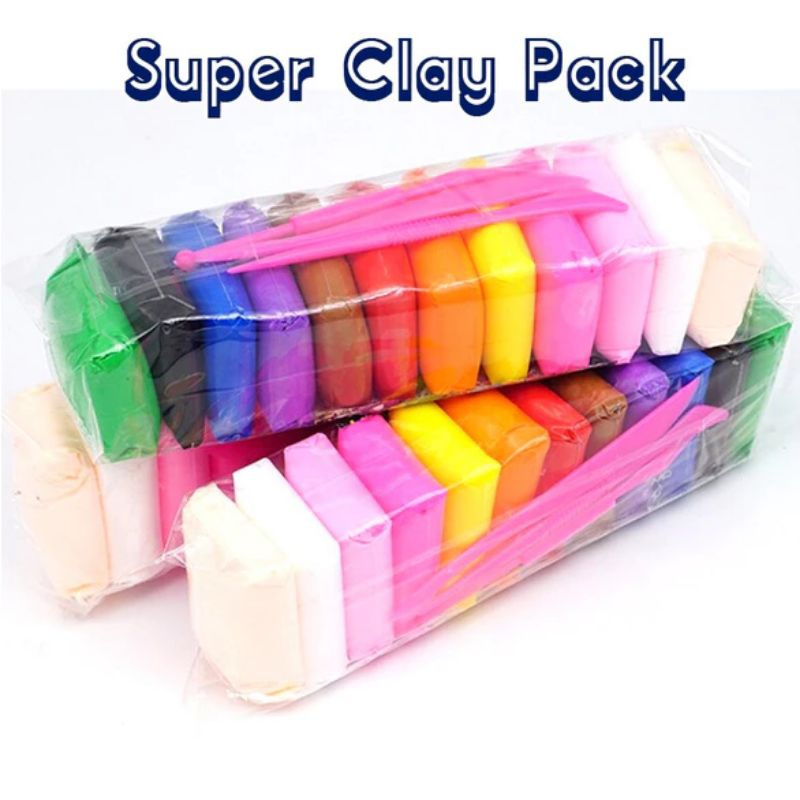 [Paket 15 Pack] Clay Mainan Anak isi 12pcs / Mainan Edukasi Lilin anak / Polymer Clay 12 pcs / Mainan Anak clay isi 12 Warna