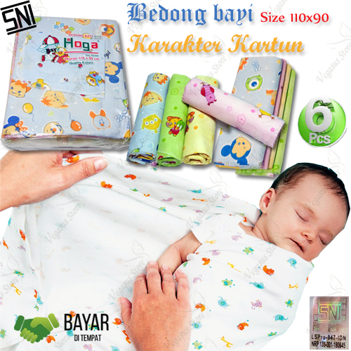 12Pcs Bedong bayi Selimut Karakter Kartun Baby Star Selimut 110x90cm BabyStar SNI-Vegasus Store(COD)