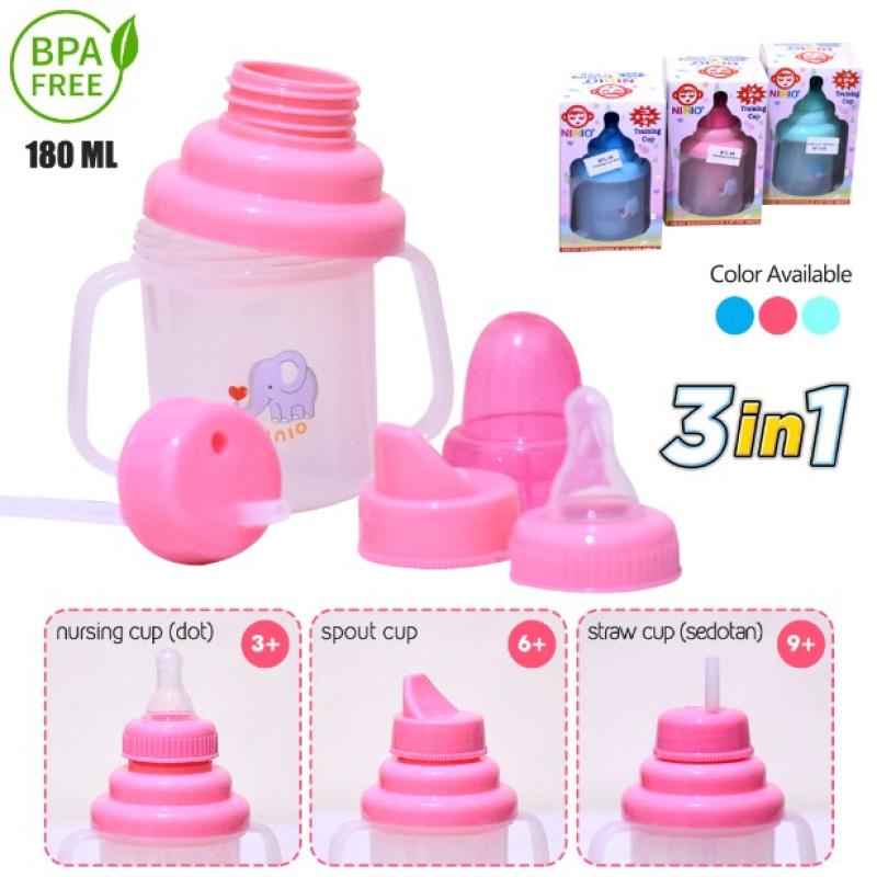 Ninio Training Cup 3 in 1 / Botol Susu Bayi Step 1-2-3 / Gelas Training / Gelas Minum Anak / Botol Minum Sedotan / Botol Minum Spout