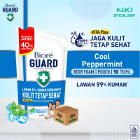 Biore Guard Sabun Mandi Cair Anti Bakteri Cool Peppermint Pouch 9x750ml [Karton]