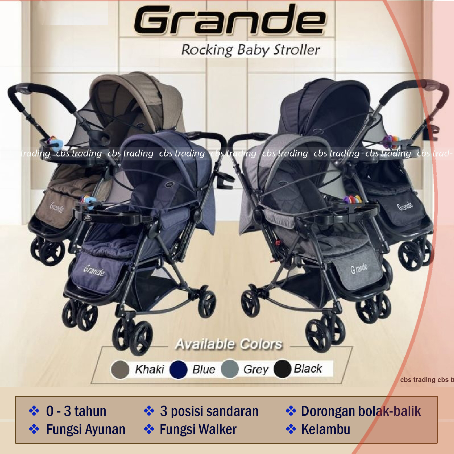 Pliko Stroller New GRANDE 268 With 4 in 1 Features - Kereta Dorong Bayi