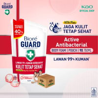 Biore Guard Sabun Mandi Cair Anti Bakteri Active Antibacterial Pouch 9x750ml [Karton]