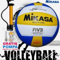 Bola volly mikasa empuk murah bonus pompa bola volley pres size5