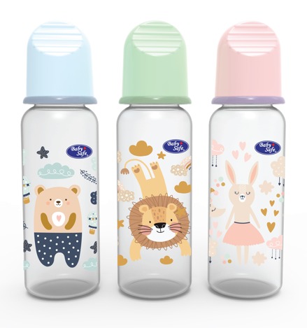Paket Hemat Botol Susu Bayi Baby Safe 3 PCS - Desain Kartun Lucu - Warna Cerah - BPA Free - Ukuran 260ml